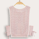 Knitted cardigan with tie - pink