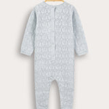 Babygro Knit with Flower - Light Blue