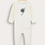 Babygro Knit with Flower - Cream
