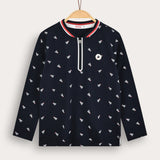 Polo shirt with zipper - Navy