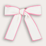Ribbed bow tie with passepartout - pink