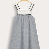 סרפן פסים עם כתפיות - נייבי