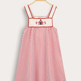 סרפן פסים עם כתפיות - ורוד