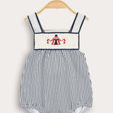 אוברול פסים עם כתפיות - כחול