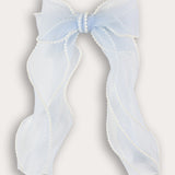 Double Tulle Brooch with Pearl Extension - Blue