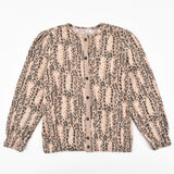 חולצת ריב כפתורים - בז' מודפס