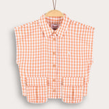 Checkered vest with collar - orange