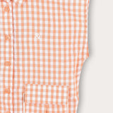 Checkered vest with collar - orange