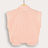 Checkered vest with collar - orange