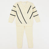 סט סריג פסים - שמנת