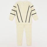 סט סריג פסים - שמנת