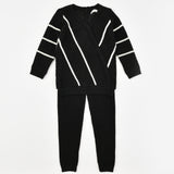 סט סריג פסים - שחור