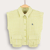 Checkered vest with collar - lime