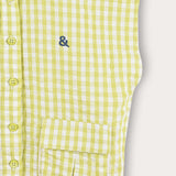 Checkered vest with collar - lime