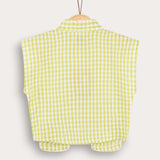 Checkered vest with collar - lime