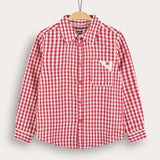 Button-down plaid shirt - red
