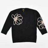 סוודר פרח גדול - בז'