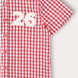 חולצת משבצות מכופתרת - אדום