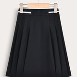 Pleated elastic skirt - Navy