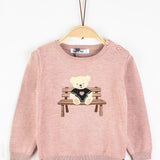 סוודר בייבי עם כפתורים - ורוד