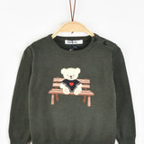 סוודר בייבי עם כפתורים - זית