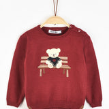 סוודר בייבי עם כפתורים - בורדו