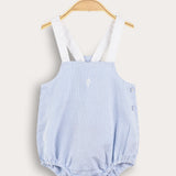 אוברול פסים עם כתפיות - תכלת