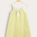 Strapless sarafan with checks - lime