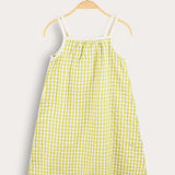 Strapless sarafan with checks - lime