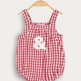 אוברול כתפיות עם משבצות - אדום