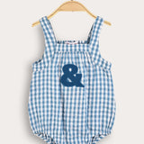 אוברול כתפיות עם משבצות - תכלת