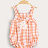 אוברול כתפיות עם משבצות - כתום