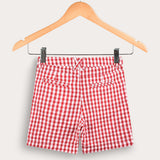 מכנסי משבצות קצרים - אדום