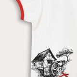 סט בייבי בהדפס כפרי - לבן