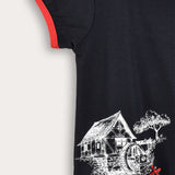 סט בייבי בהדפס כפרי - נייבי