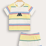 סט בייבי פסים - צהוב