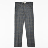 מכנסי משבצות ארוכים - אפור