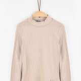 חולצת ריב חצי גולף - בז'