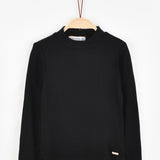 חולצת ריב חצי גולף - שחור