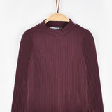 חולצת ריב חצי גולף - בורדו