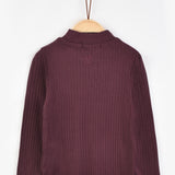 חולצת ריב חצי גולף - בורדו