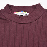 חולצת ריב חצי גולף - בורדו