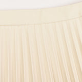 חצאית פליסה דמוי עור - שמנת