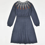 שמלת סריג שרוך קשירה - כחול