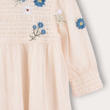 Tulle dress with floral embroidery - cream