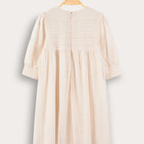 Tulle dress with floral embroidery - cream