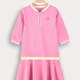 שמלת פולו עם רוכסן - ורוד