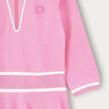 שמלת פולו עם צווארון - ורוד