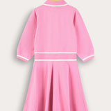 שמלת פולו עם צווארון - ורוד