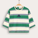 חולצת פסים עם סמל - ירוק